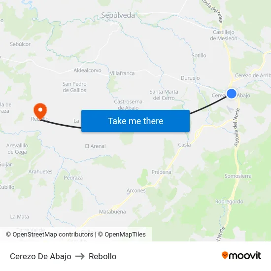 Cerezo De Abajo to Rebollo map