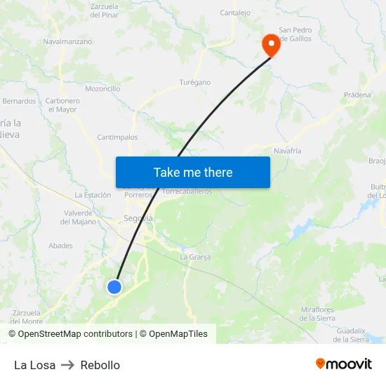 La Losa to Rebollo map