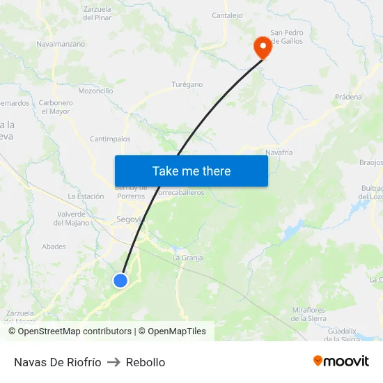Navas De Riofrío to Rebollo map
