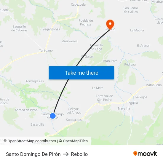 Santo Domingo De Pirón to Rebollo map
