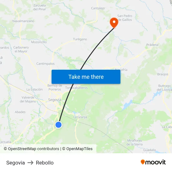 Segovia to Rebollo map