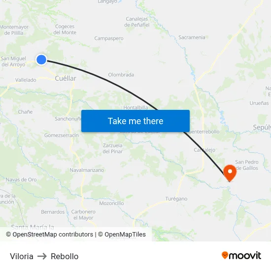 Viloria to Rebollo map