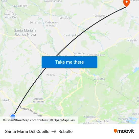 Santa María Del Cubillo to Rebollo map