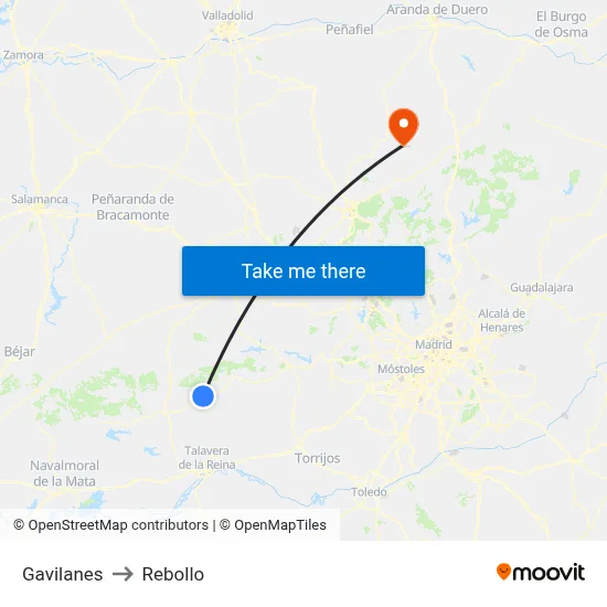Gavilanes to Rebollo map