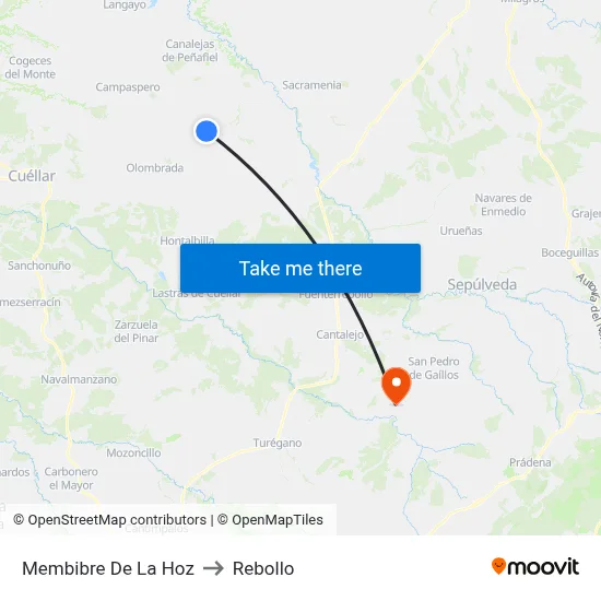 Membibre De La Hoz to Rebollo map