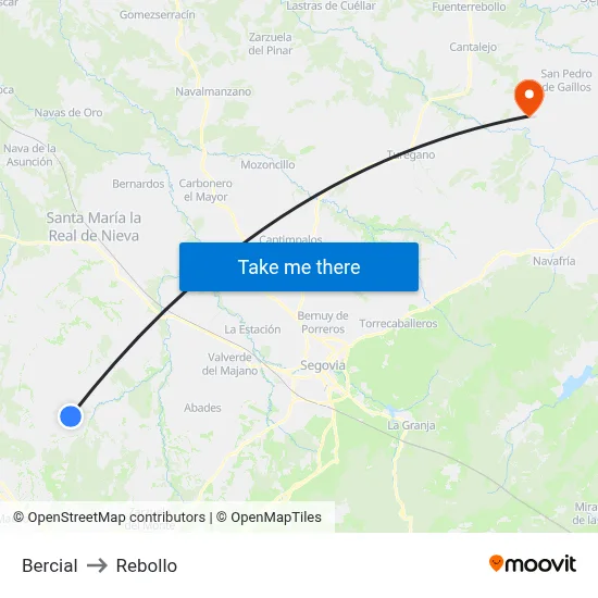 Bercial to Rebollo map