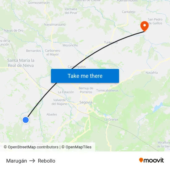 Marugán to Rebollo map