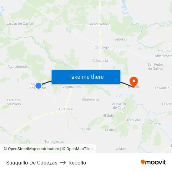 Sauquillo De Cabezas to Rebollo map