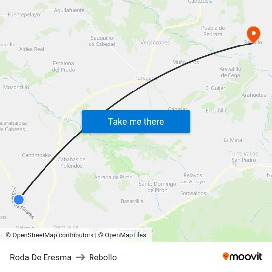 Roda De Eresma to Rebollo map