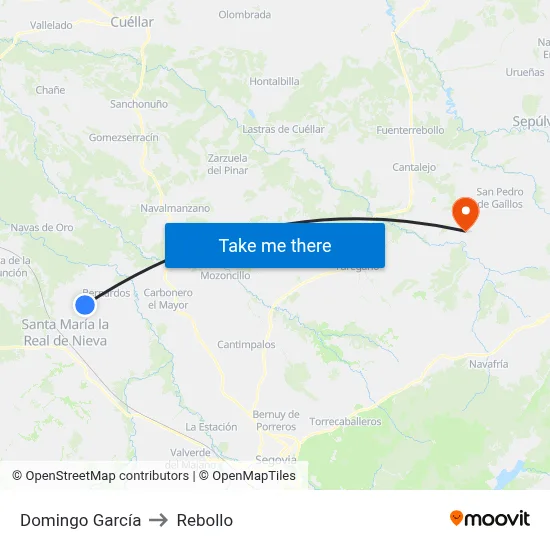 Domingo García to Rebollo map