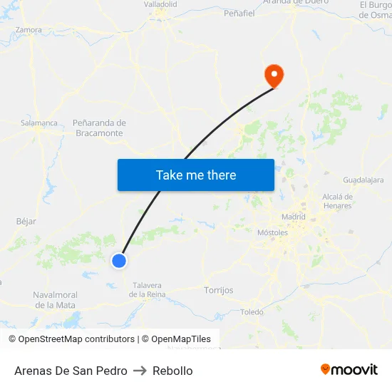 Arenas De San Pedro to Rebollo map
