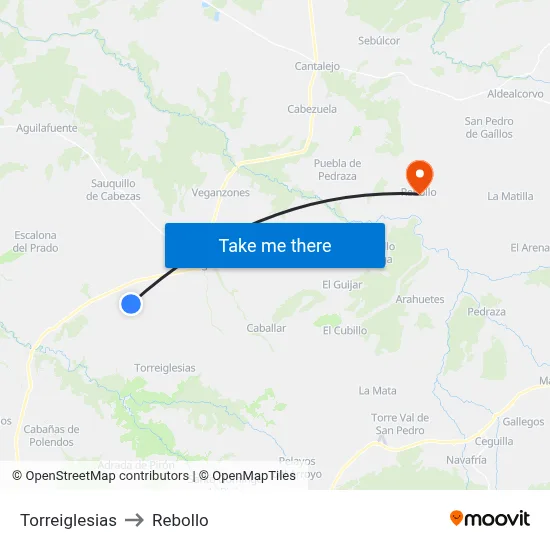 Torreiglesias to Rebollo map