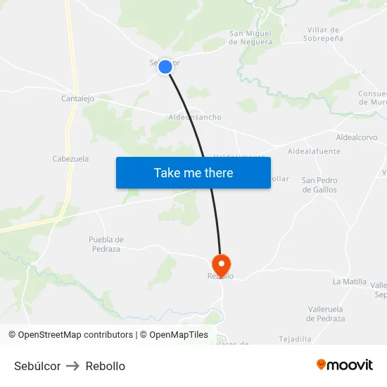 Sebúlcor to Rebollo map
