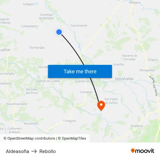 Aldeasoña to Rebollo map