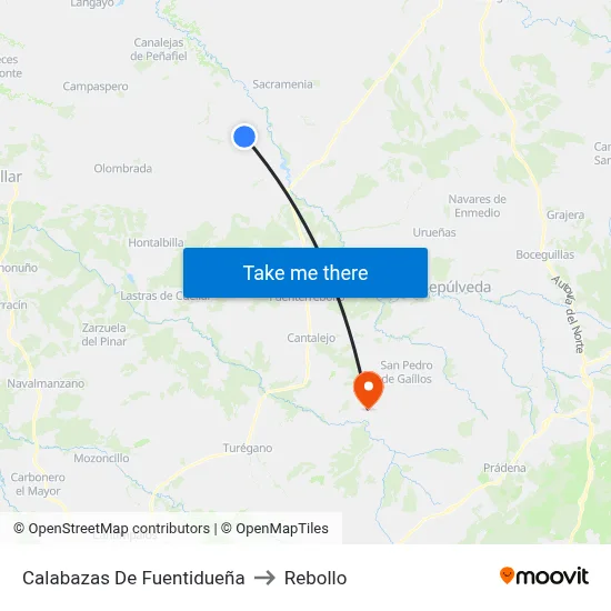 Calabazas De Fuentidueña to Rebollo map