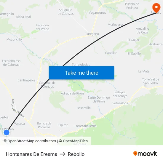 Hontanares De Eresma to Rebollo map