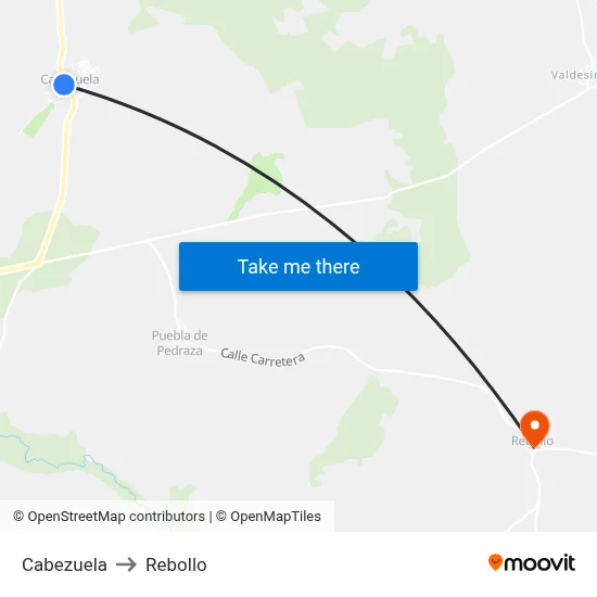Cabezuela to Rebollo map