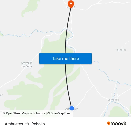 Arahuetes to Rebollo map