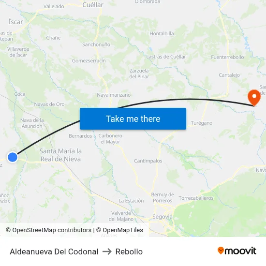 Aldeanueva Del Codonal to Rebollo map