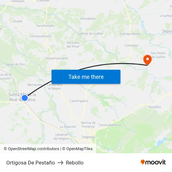 Ortigosa De Pestaño to Rebollo map