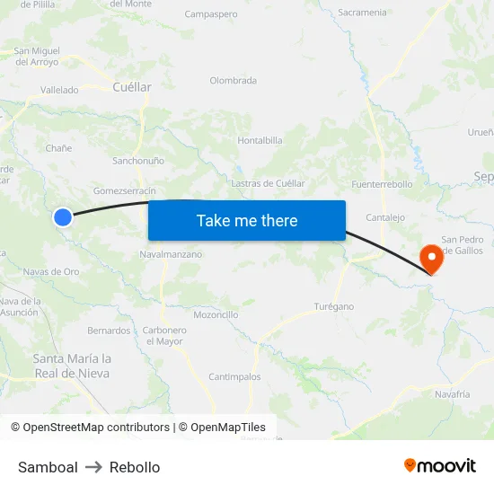 Samboal to Rebollo map