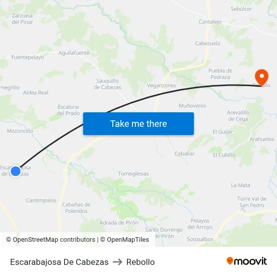 Escarabajosa De Cabezas to Rebollo map