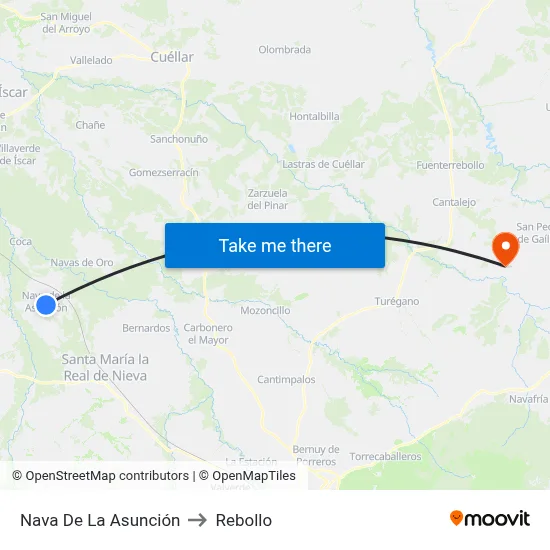 Nava De La Asunción to Rebollo map