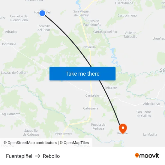 Fuentepiñel to Rebollo map