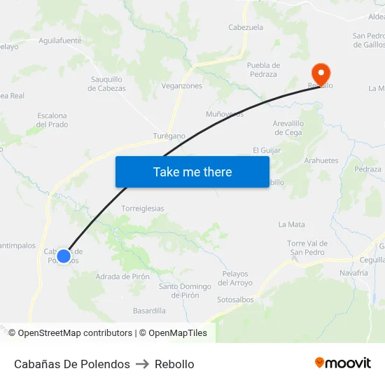 Cabañas De Polendos to Rebollo map