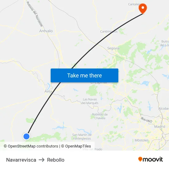 Navarrevisca to Rebollo map