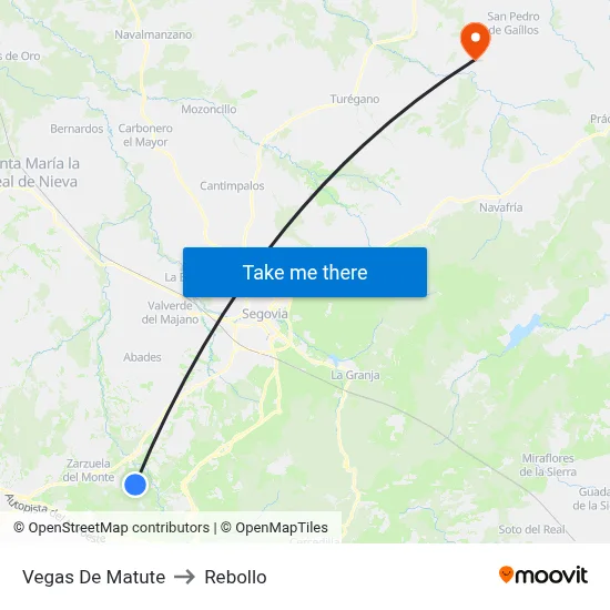 Vegas De Matute to Rebollo map