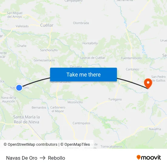 Navas De Oro to Rebollo map