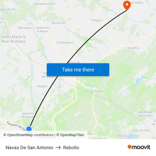 Navas De San Antonio to Rebollo map