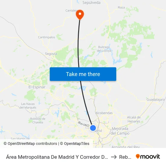 Área Metropolitana De Madrid Y Corredor Del Henares to Rebollo map