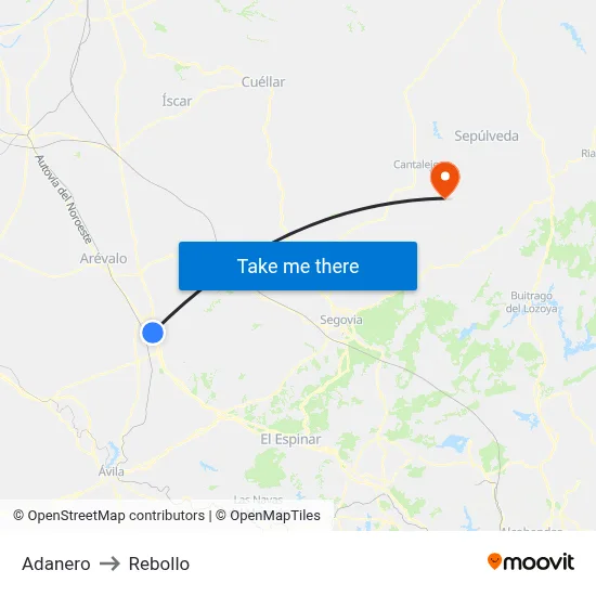 Adanero to Rebollo map