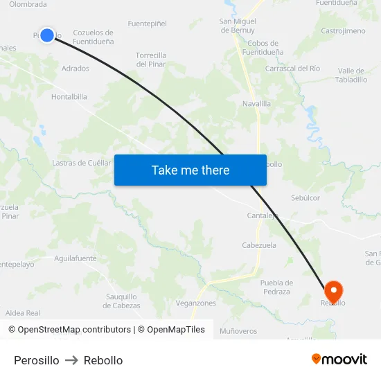 Perosillo to Rebollo map