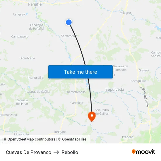 Cuevas De Provanco to Rebollo map