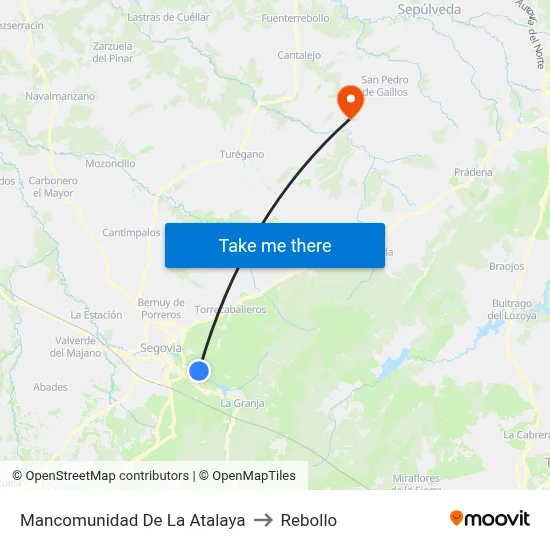 Mancomunidad De La Atalaya to Rebollo map
