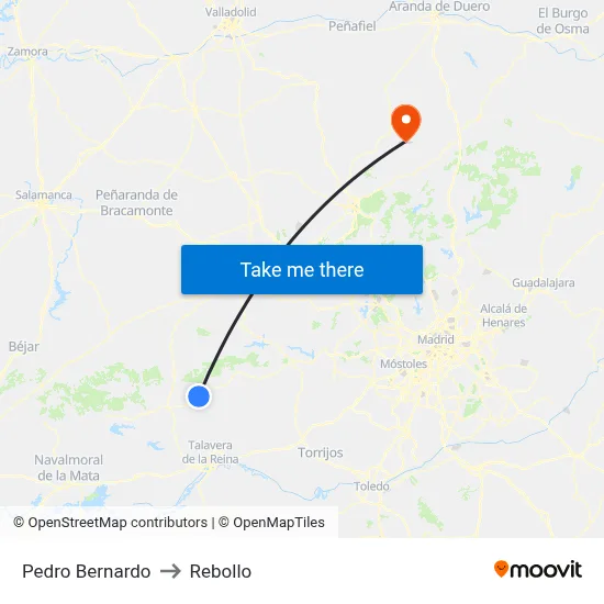 Pedro Bernardo to Rebollo map