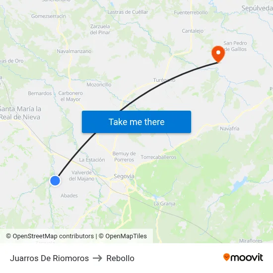 Juarros De Riomoros to Rebollo map