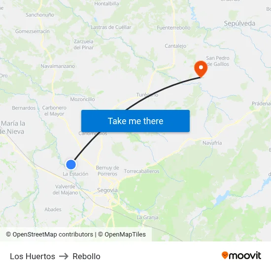 Los Huertos to Rebollo map