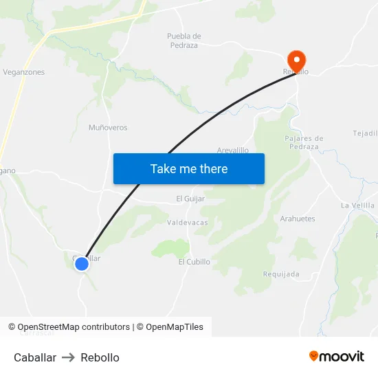 Caballar to Rebollo map
