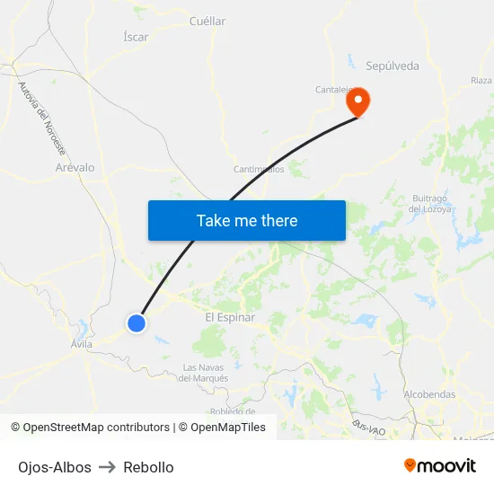 Ojos-Albos to Rebollo map