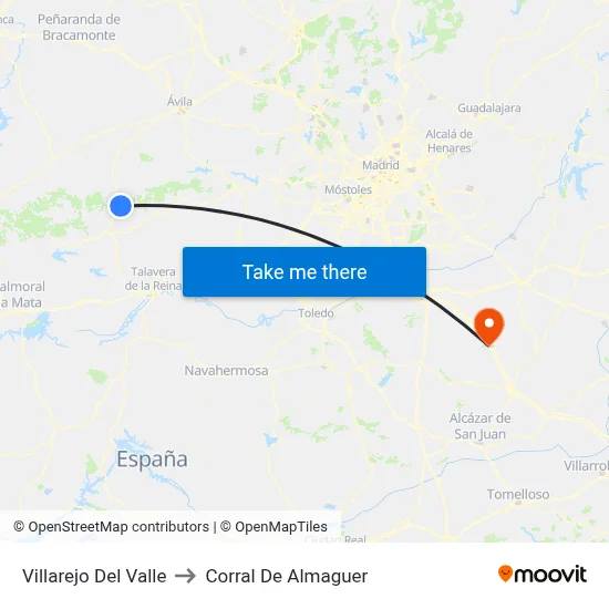 Villarejo Del Valle to Corral De Almaguer map
