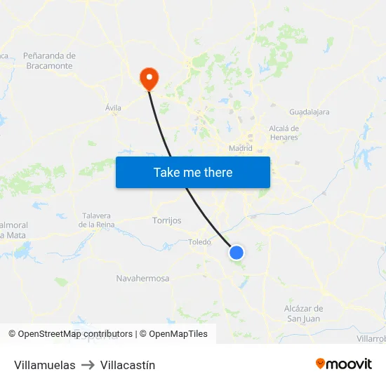 Villamuelas to Villacastín map