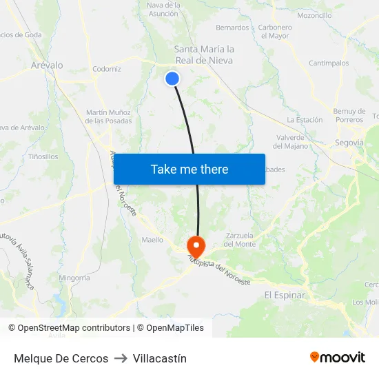 Melque De Cercos to Villacastín map