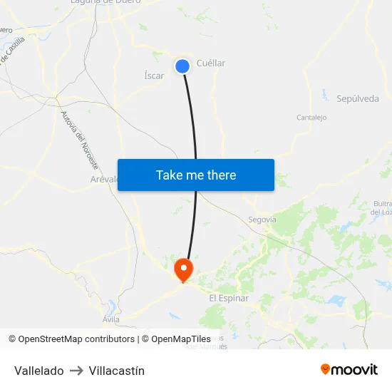 Vallelado to Villacastín map