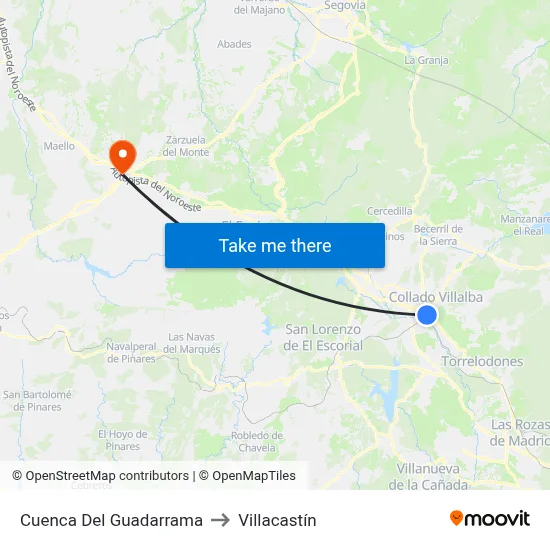 Cuenca Del Guadarrama to Villacastín map