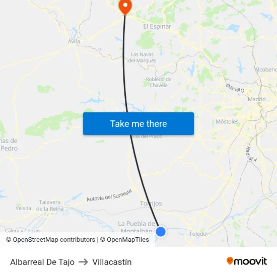 Albarreal De Tajo to Villacastín map