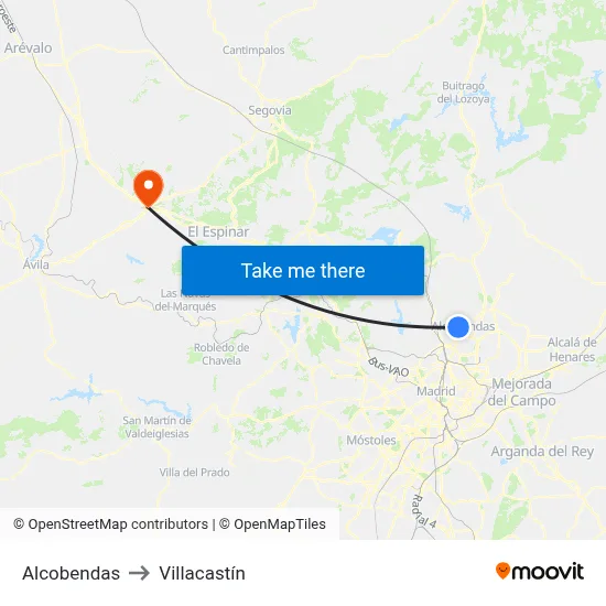 Alcobendas to Villacastín map